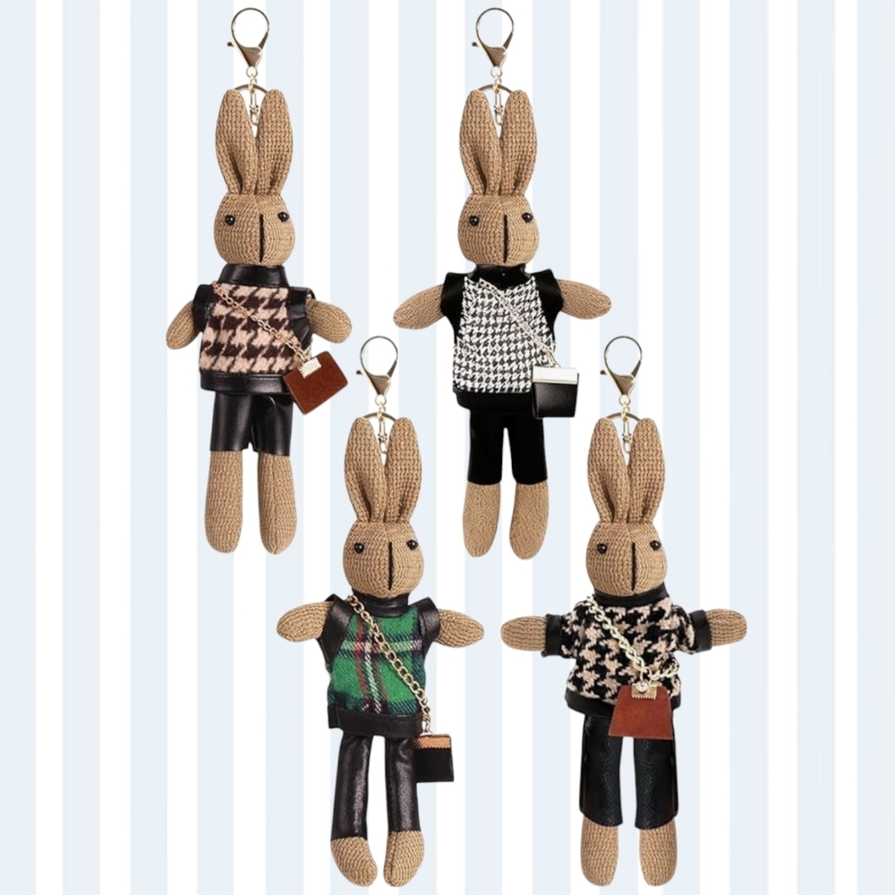 1 Stylish Plush Bunny Keychain Charm - Pick A Bunny - Bag Accessory - Fashion